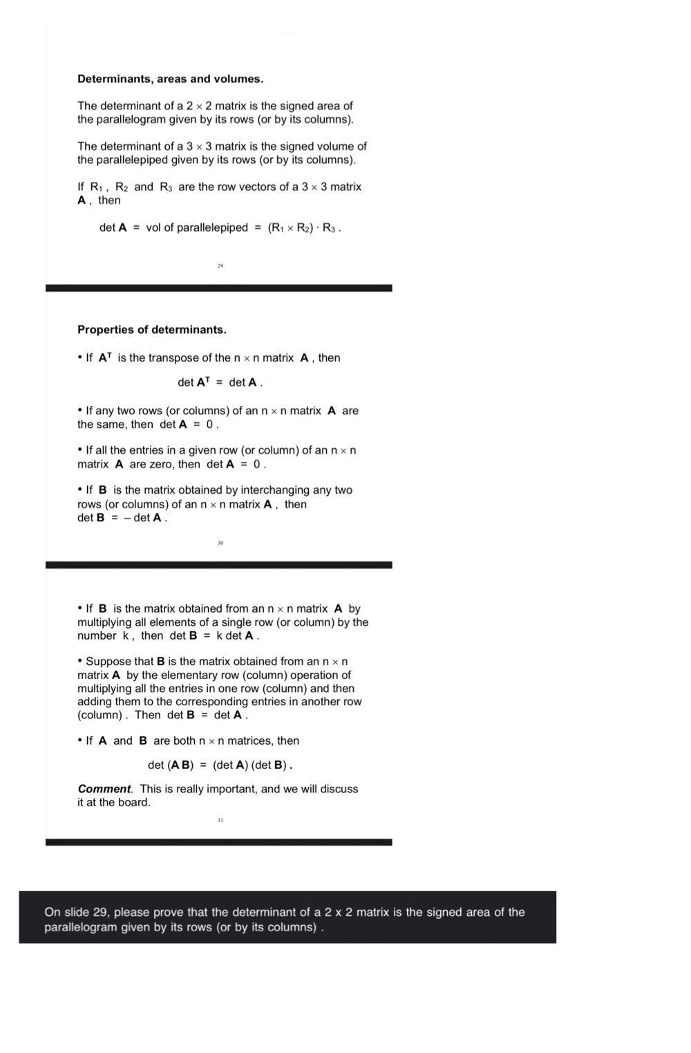 Solved Determinants areas and volumes. The determinant of a