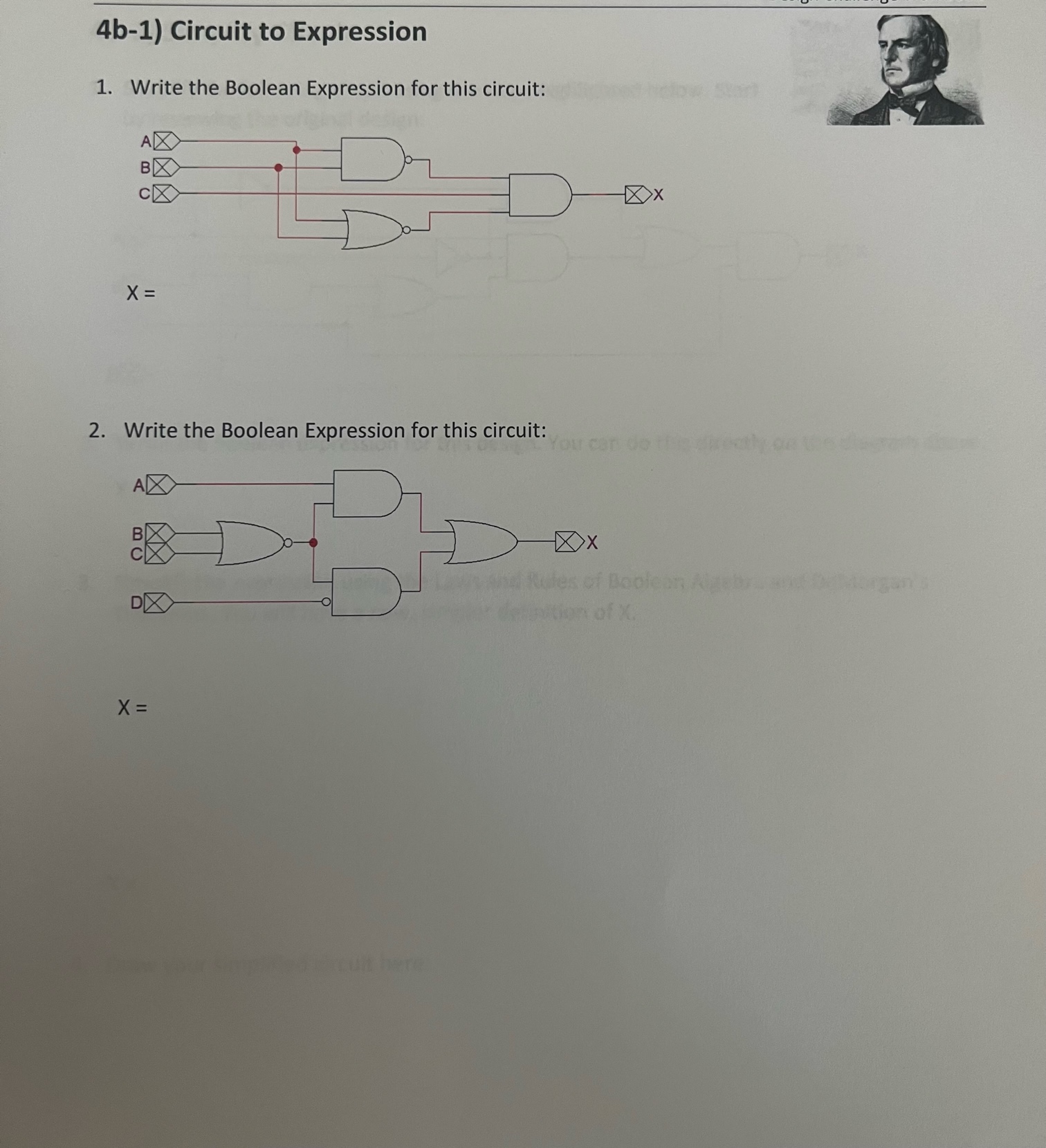 1. Write the Boolean Expression for this circuit: x= | Chegg.com