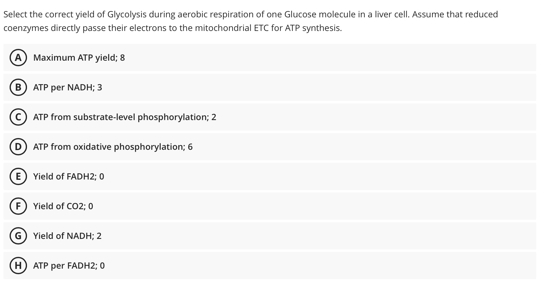Solved For one molecule of glucose, select the correct | Chegg.com