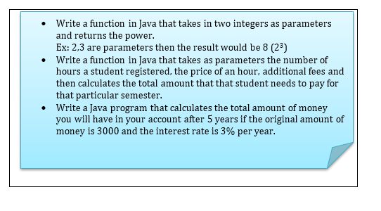 Solved • Write a function in Java that takes in two integers | Chegg.com