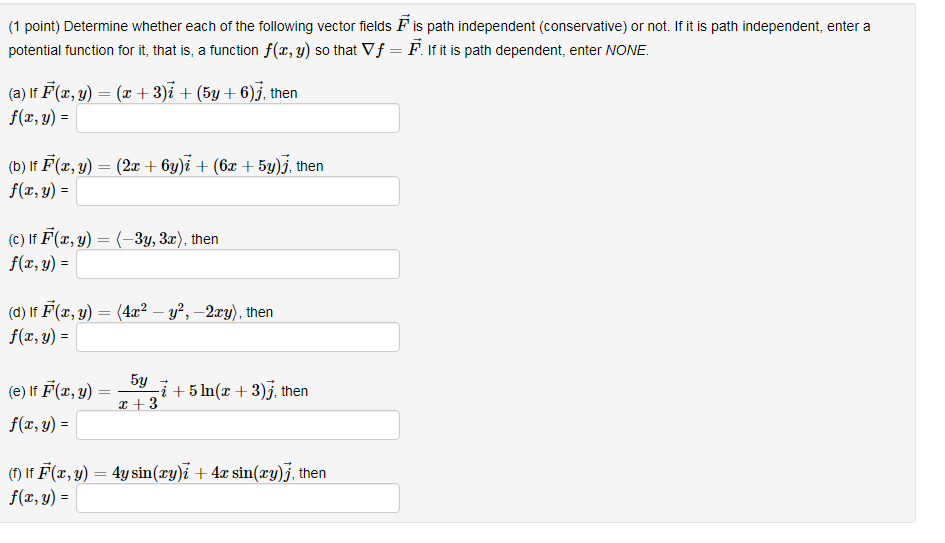 Solved (1 point) Determine whether each of the following | Chegg.com
