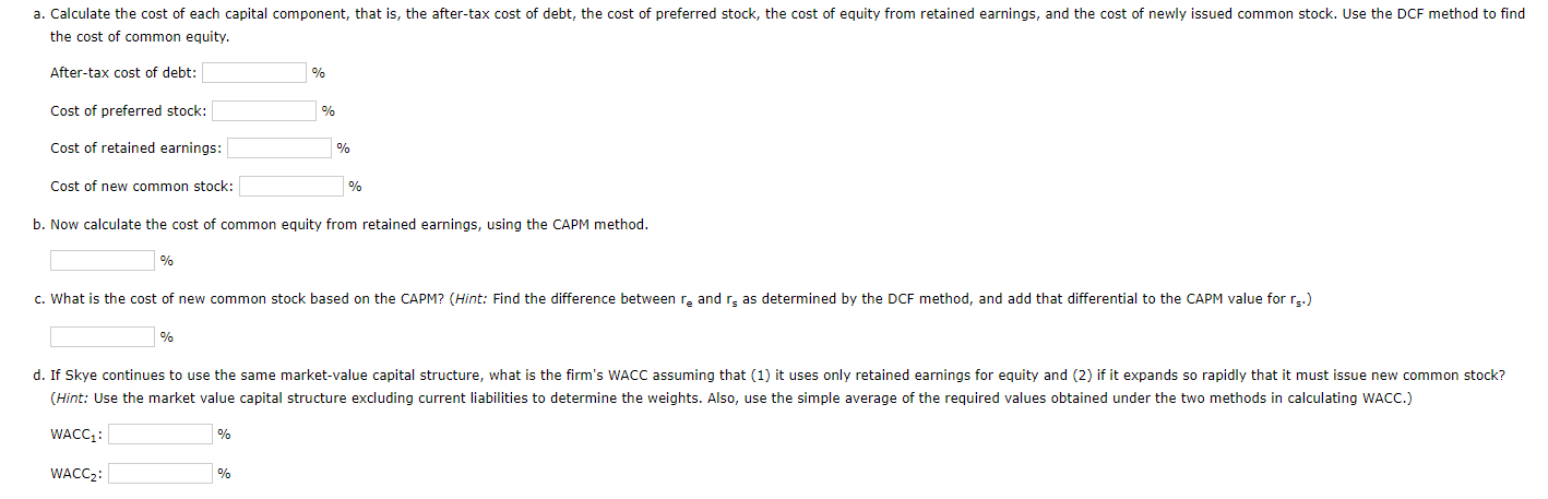 Solved Here is the condensed 2021 balance sheet for Skye | Chegg.com