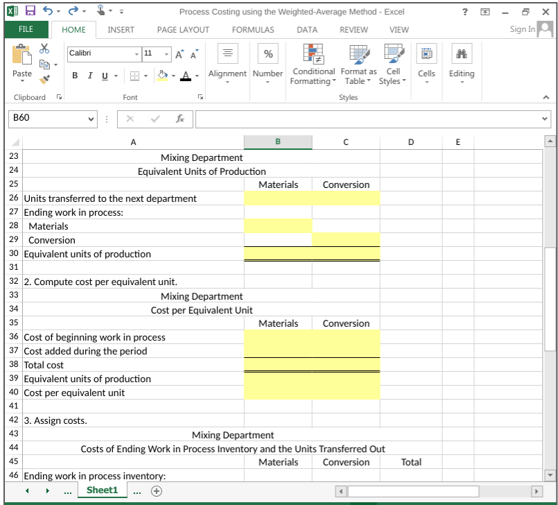 Solved Process Costing Using The Weighted-Average | Chegg.com