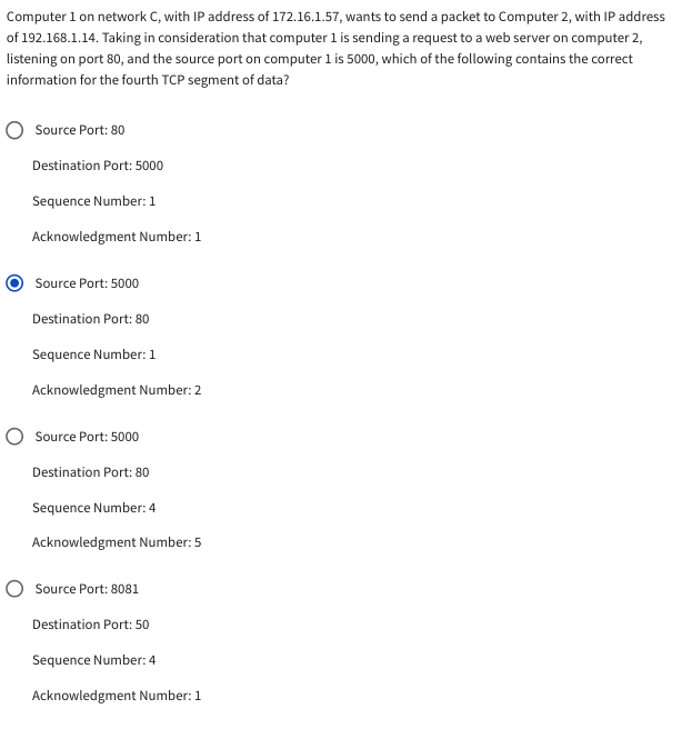 Solved Computer 1 on network C, with IP address of