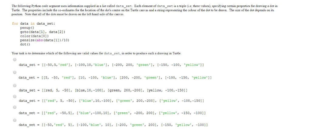 Code Segments In Python Programming The following Python code segment uses information | Chegg.com