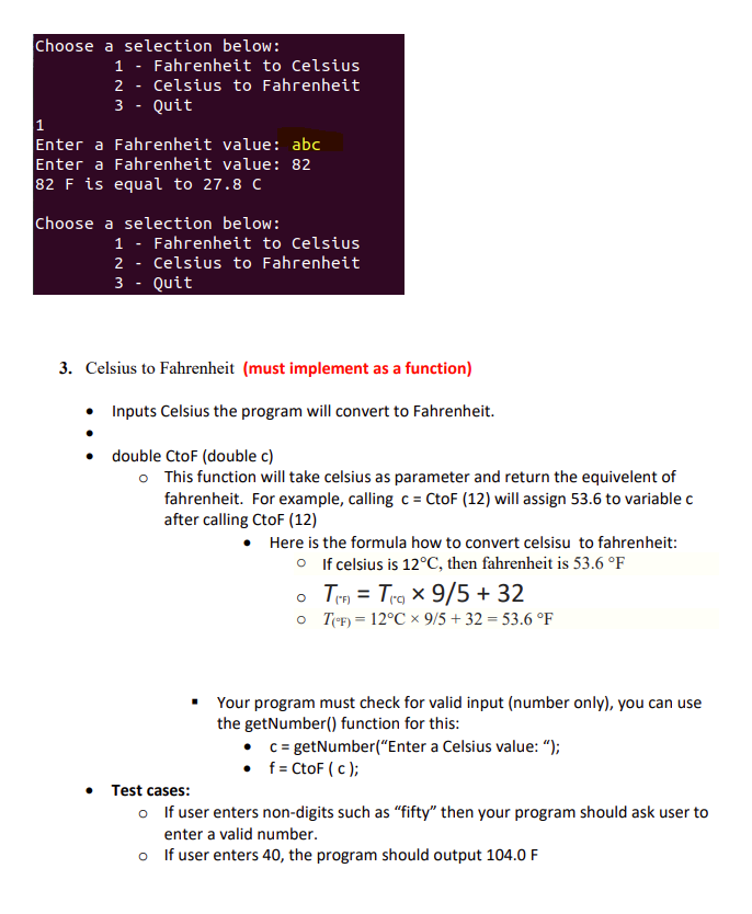 Solved Write a program that do the following unit conversion