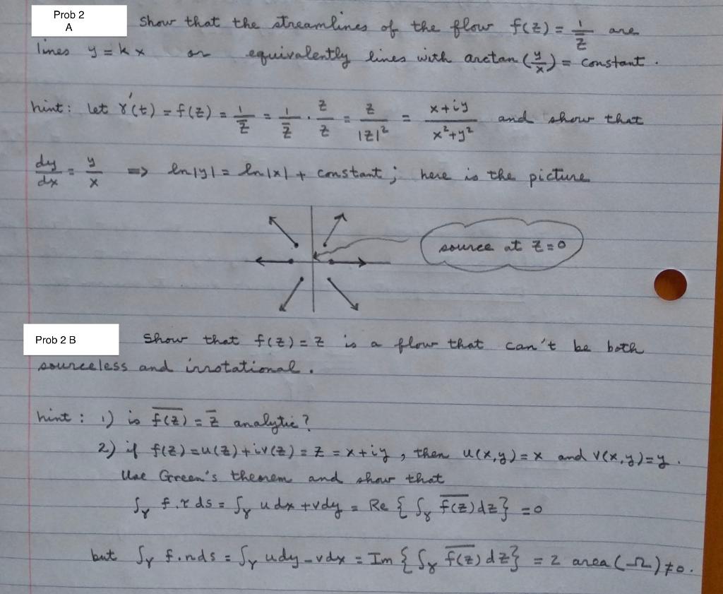 Prob 2 A Show that the streamlines of the flow | Chegg.com