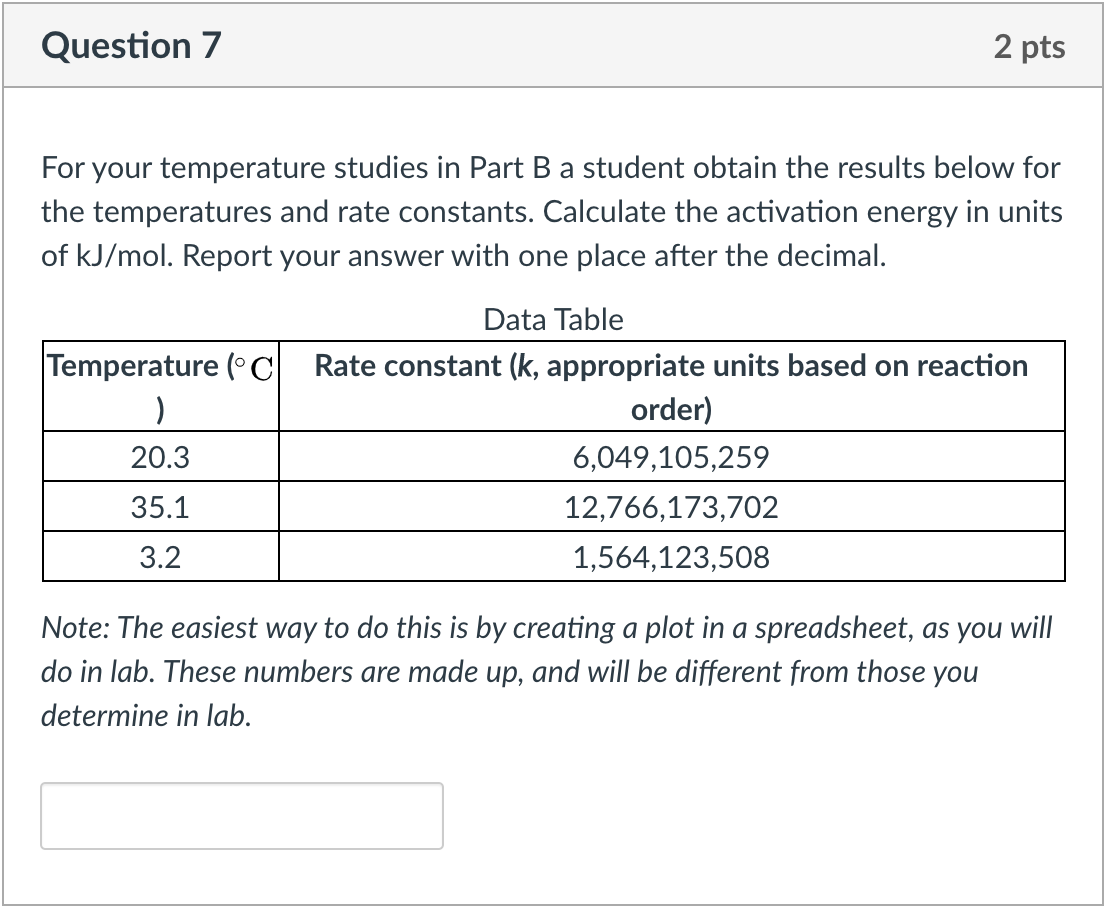 Question 5 2 pts In lab, a student obtained the | Chegg.com