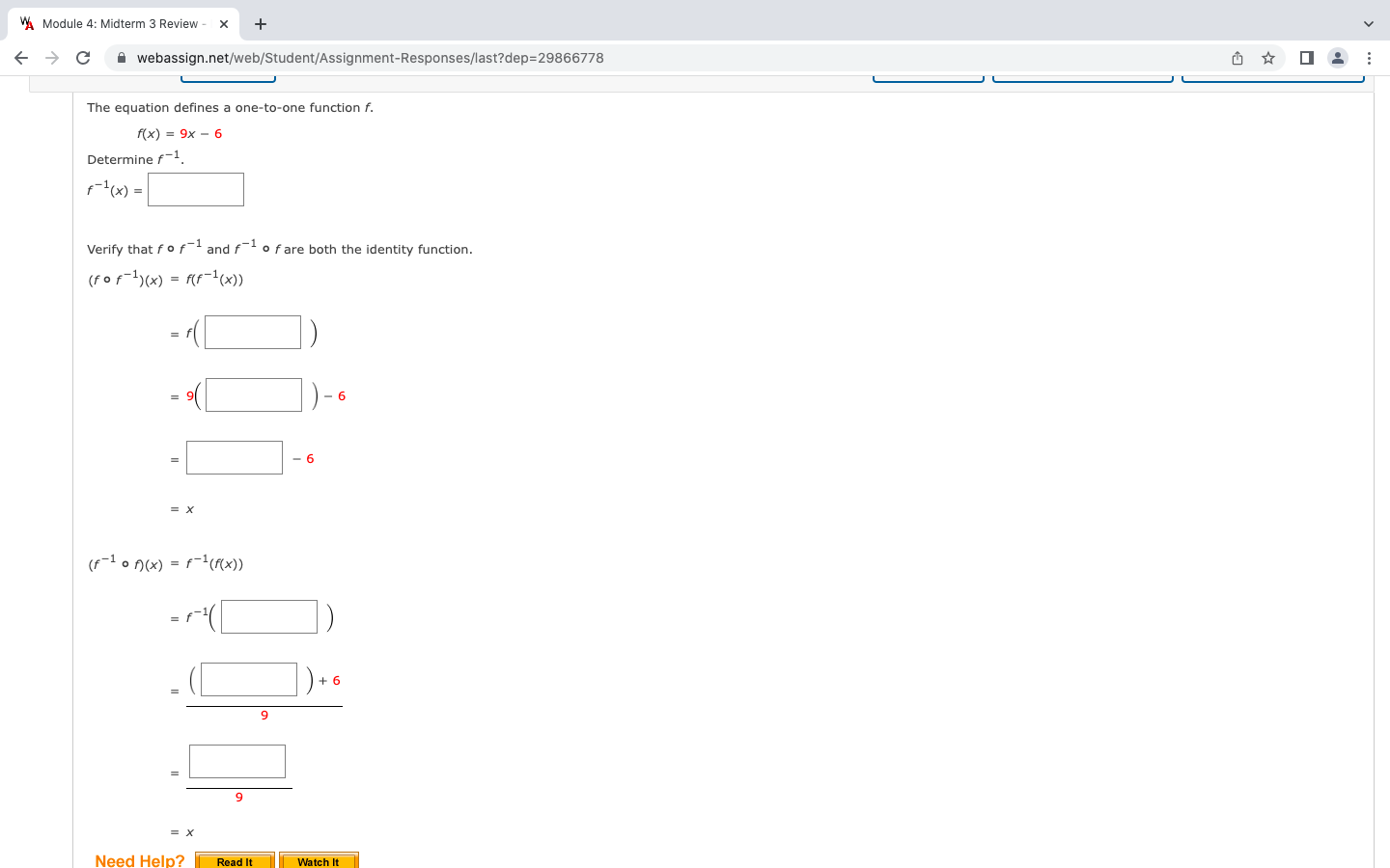 Solved The equation defines a one-to-one function f. | Chegg.com