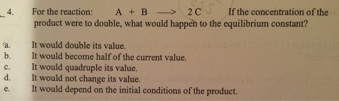 Solved For the reaction A + B rightarrow 2 C If the | Chegg.com