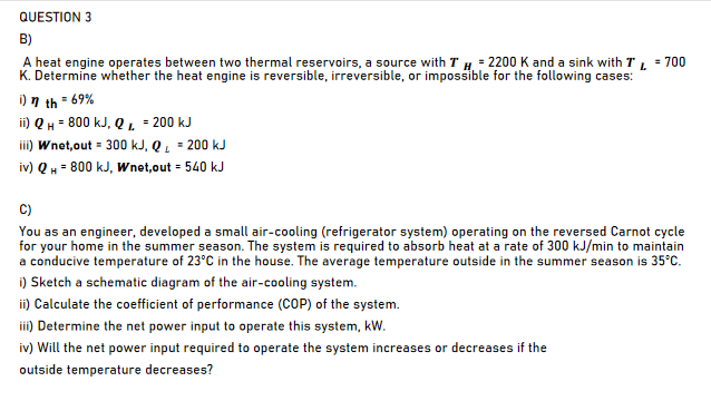 Solved A Heat Engine Operates Between Two Thermal | Chegg.com