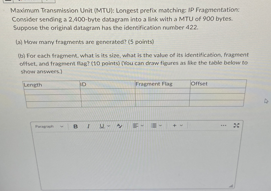 Solved Maximum Transmission Unit (MTU) Longest prefix