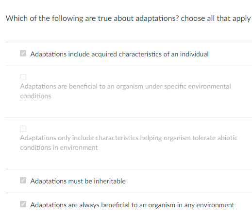 Solved Which of the following are true about adaptations? | Chegg.com