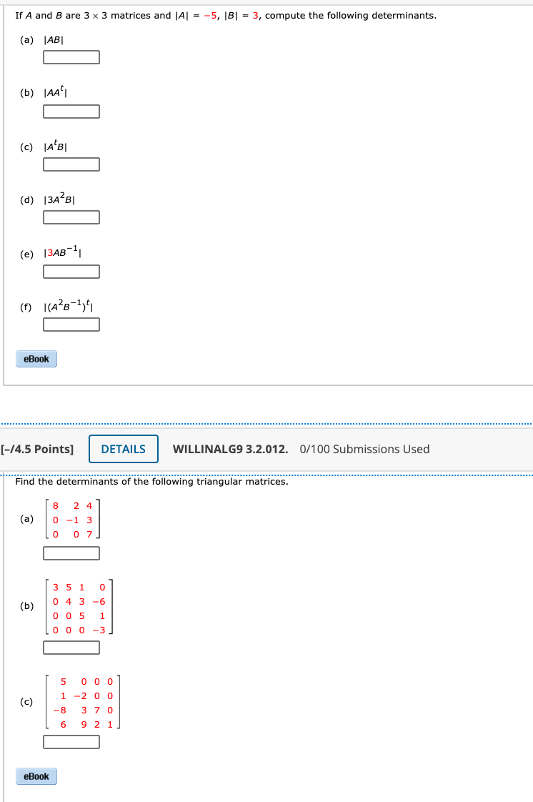 Solved If A And B Are 3 X 3 Matrices And|A| = -5, B = 3, | Chegg.com ...