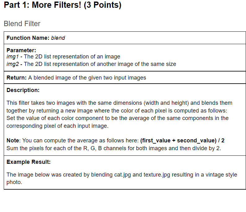 Solved Part 1: More Filters! (3 Points) Blend Filter | Chegg.com