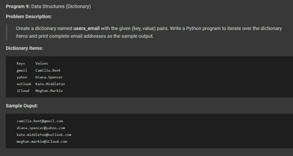 Solved Program 9: Data Structures (Dictionary) Problem | Chegg.com