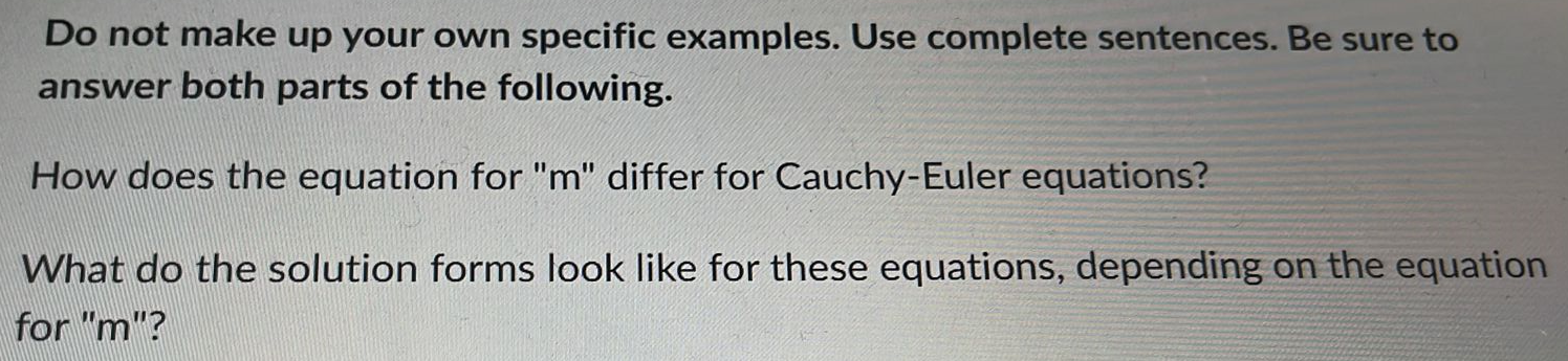 Solved Do not make up your own specific examples. Use | Chegg.com