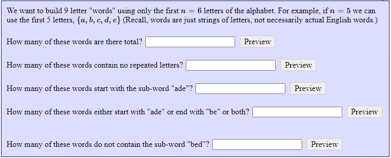 Solved We Want To Build 9 Letter Words Using Only The Chegg Com