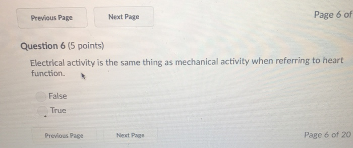 Solved Page 6 of Next Page Previous Page Question 6 (5 | Chegg.com