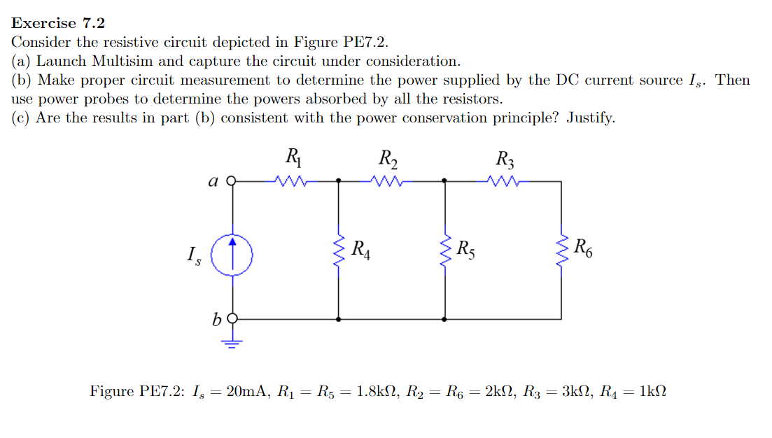 Solved Exercise 7.2 Consider the resistive circuit depicted | Chegg.com