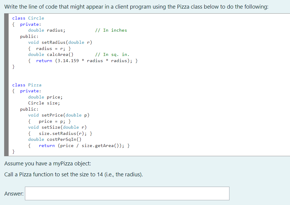 Solved Based on the following code, write a definition | Chegg.com