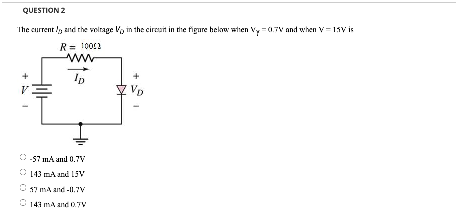 Solved The current ID and the voltage VD in the circuit in | Chegg.com