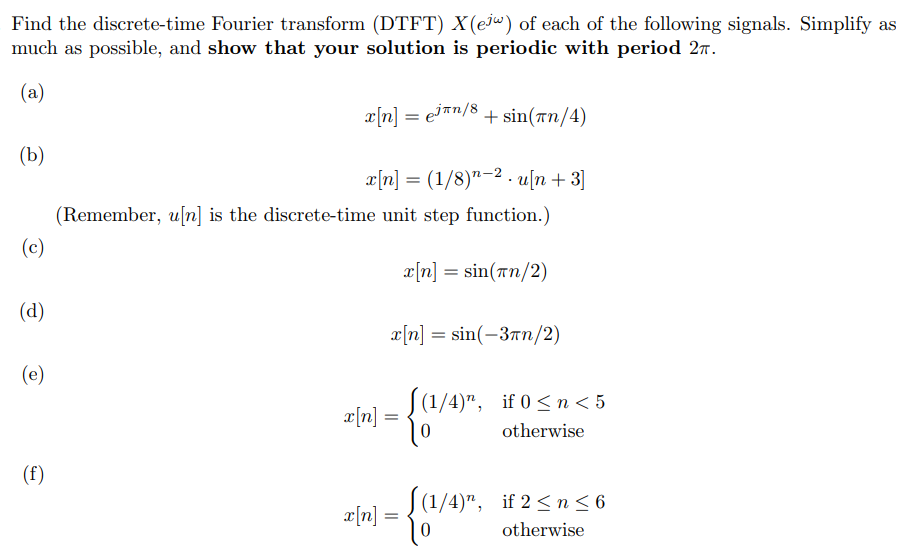 Solved Find The Discrete-time Fourier Transform (DTFT) | Chegg.com