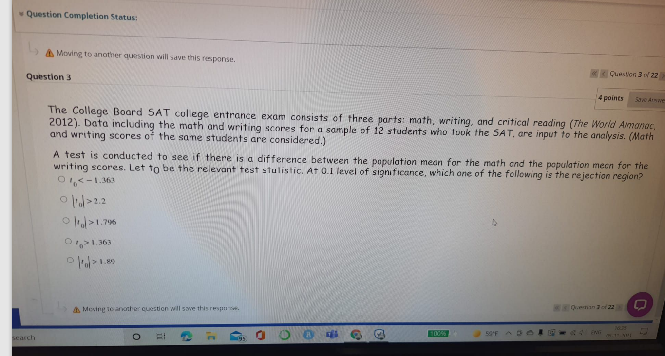 Solved The College Board SAT College Entrance Exam Consists | Chegg.com