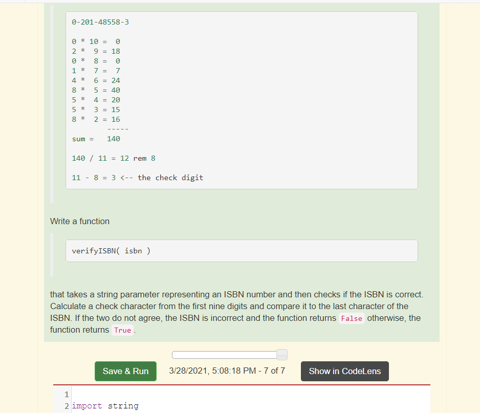 Solved An International Standard Book Number (ISBN) is a | Chegg.com