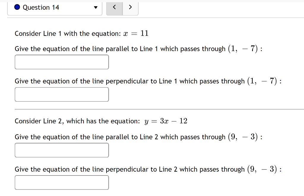 Solved Question 14 Consider Line 1 with the equation: x | Chegg.com
