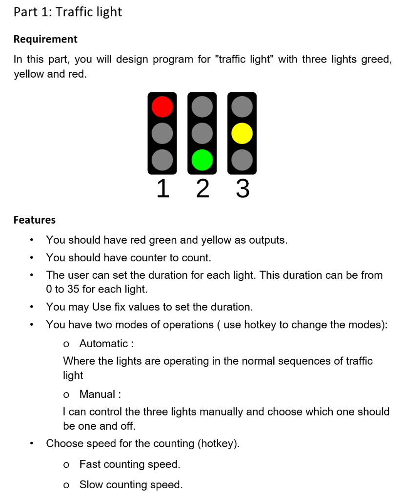 assignment of traffic light