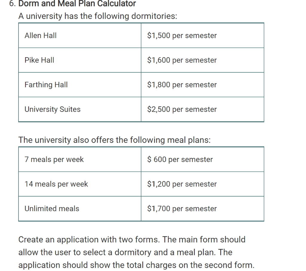 Meal Plan Calculator