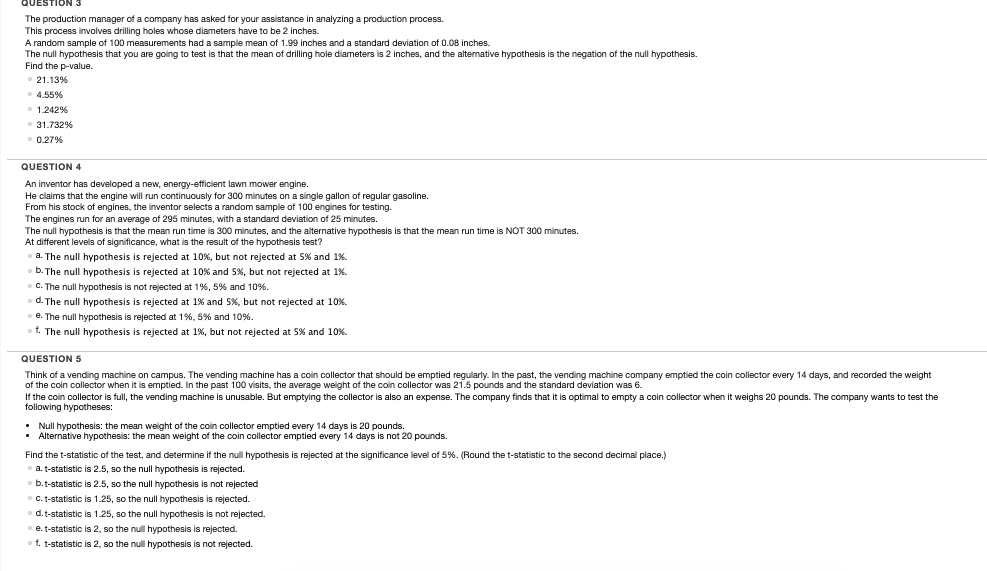 Solved QUESTION 3 The production manager of a company has | Chegg.com