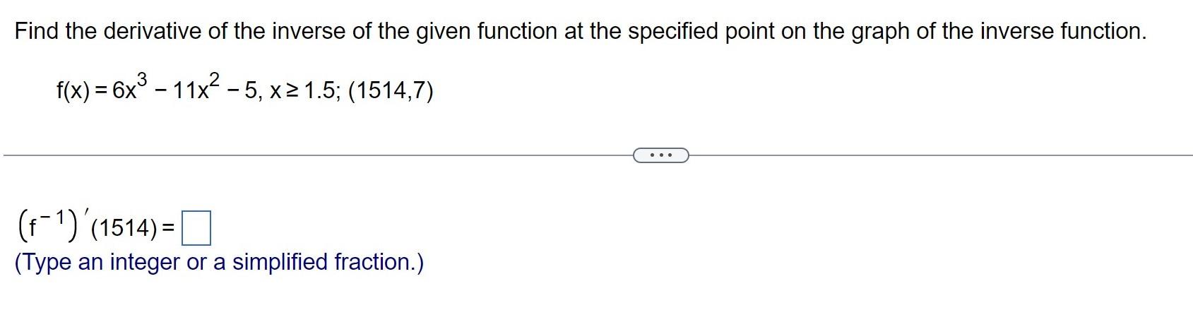 find derivative of inverse function at a point