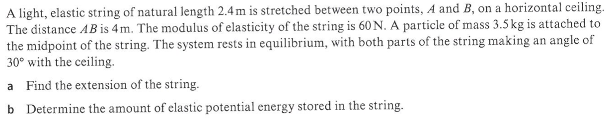 Solved A light, elastic string of natural length 2.4 m is | Chegg.com