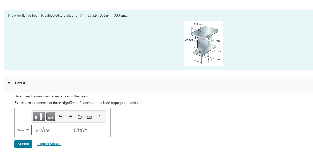 Solved The Wide-flange Beam Is Subjected To A Shear Of | Chegg.com