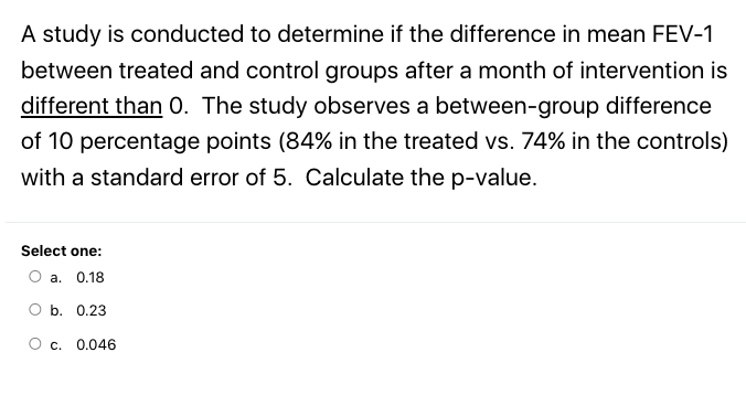 Solved A study is conducted to determine if the difference | Chegg.com