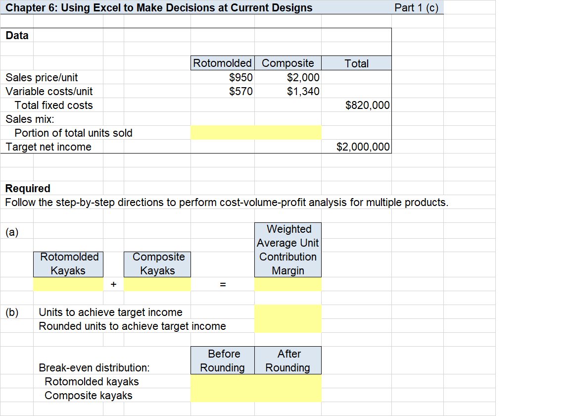 Solved CHAPTER 6 Using Excel to Make Decisions at Current | Chegg.com