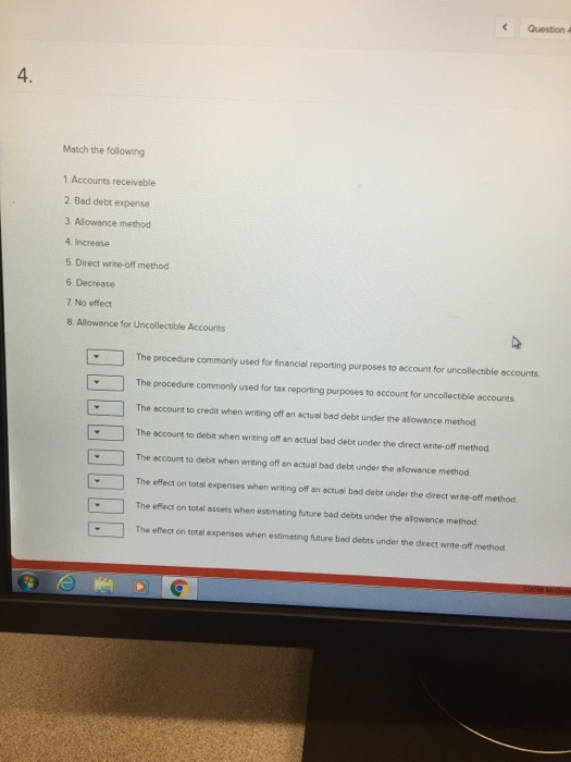 Solved: Question 4 4. Match The Following 1 Accounts Recei... | Chegg.com