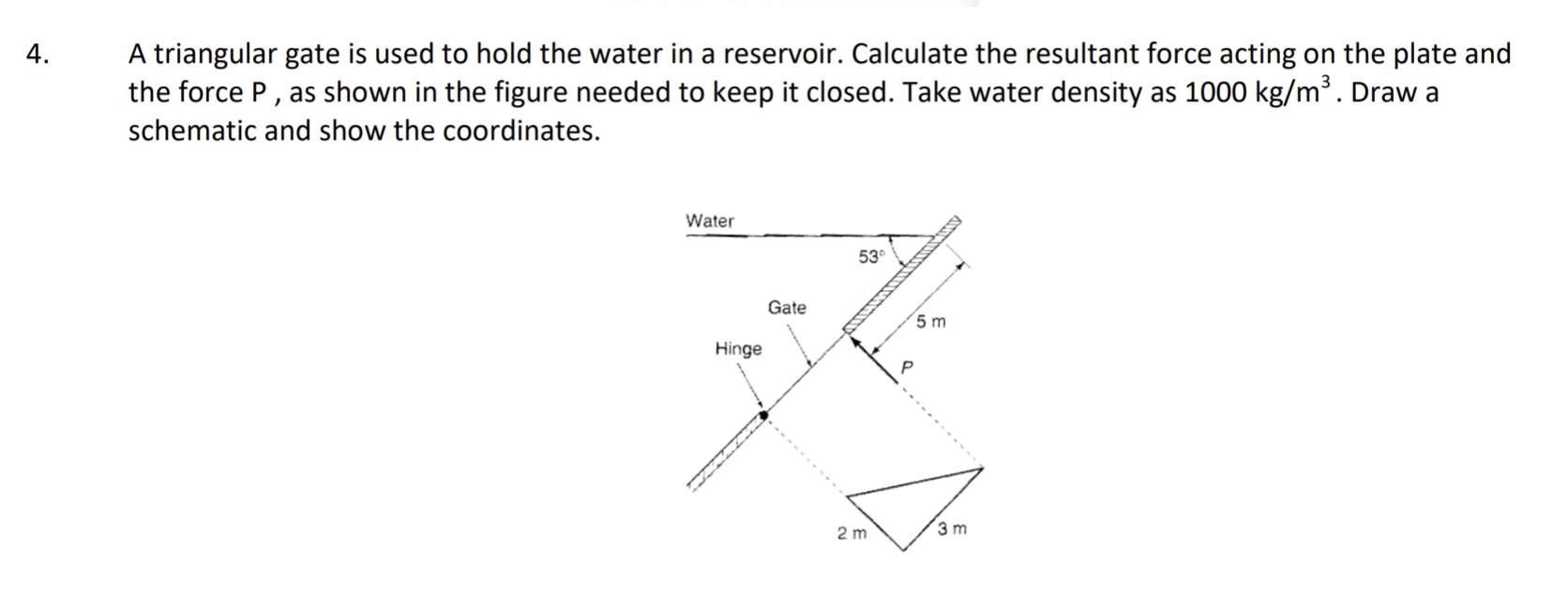 Solved 4. A triangular gate is used to hold the water in a | Chegg.com