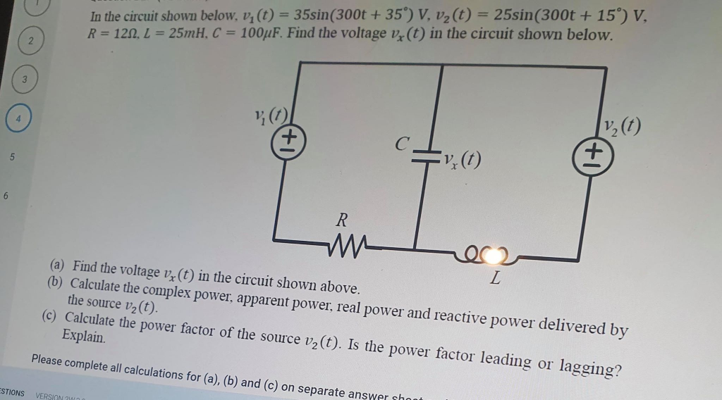 Solved In The Circuit Shown Below Vy T 35sin 300t 35 Chegg Com