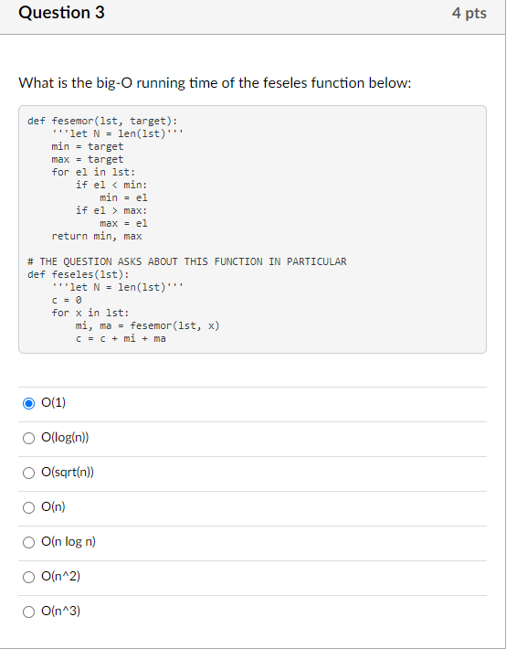 Solved What is the bigO running time of the ucapardo