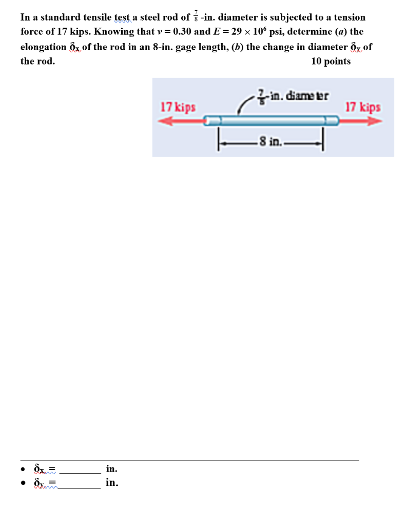 Solved In A Standard Tensile Test A Steel Rod Of In Chegg Com