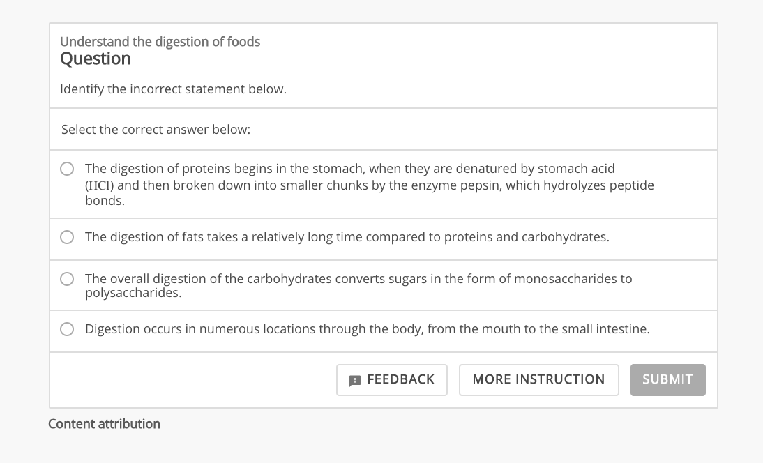 Understand The Digestion Of Foods Question Identify Chegg 