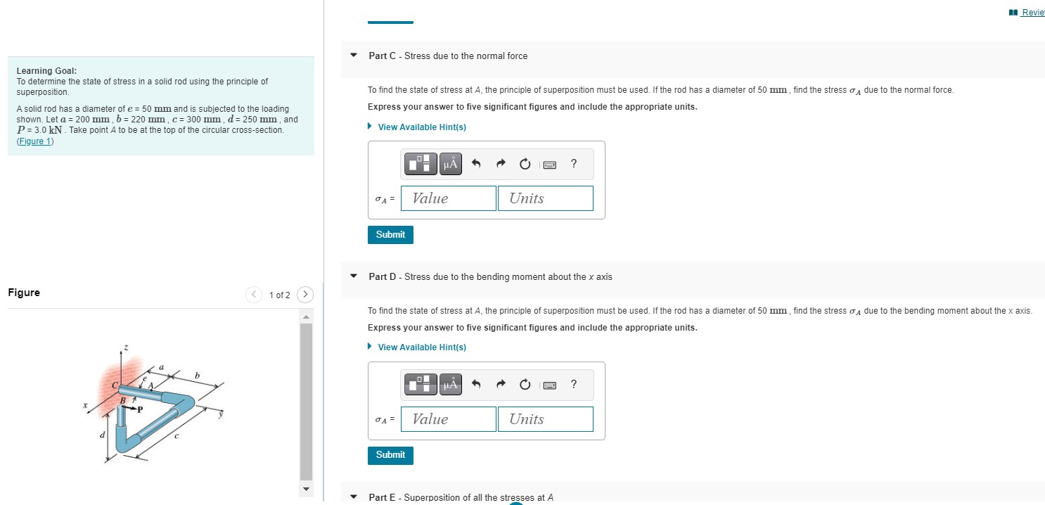 Solved Learning Goal: To determine the state of stress in a | Chegg.com