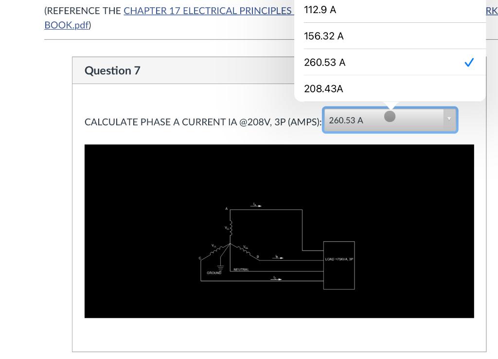 Solved CALCULATE PHASE A CURRENT IA @208V, 3P (AMPS): | Chegg.com