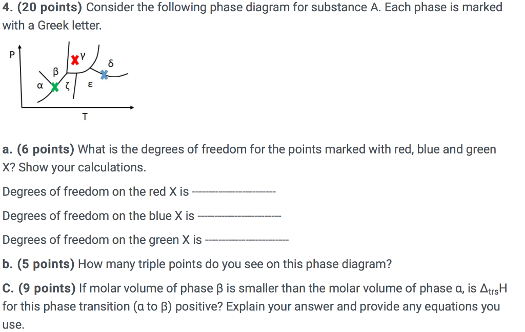 Solved 4. (20 points) Consider the following phase diagram | Chegg.com