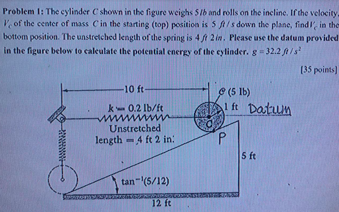 Solved Problem 1: The cylinder Cshown in the figure weighs | Chegg.com