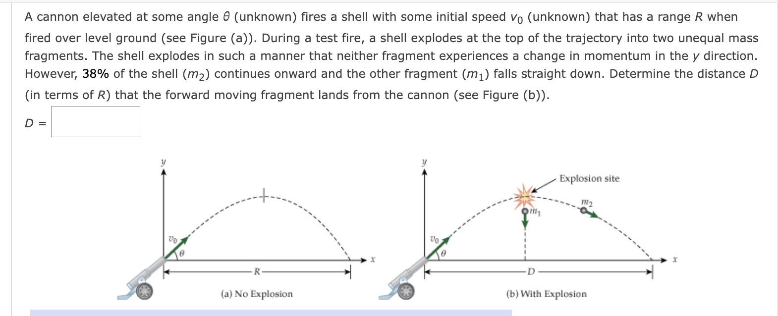 Solved A cannon elevated at some angle θ (unknown) fires a | Chegg.com