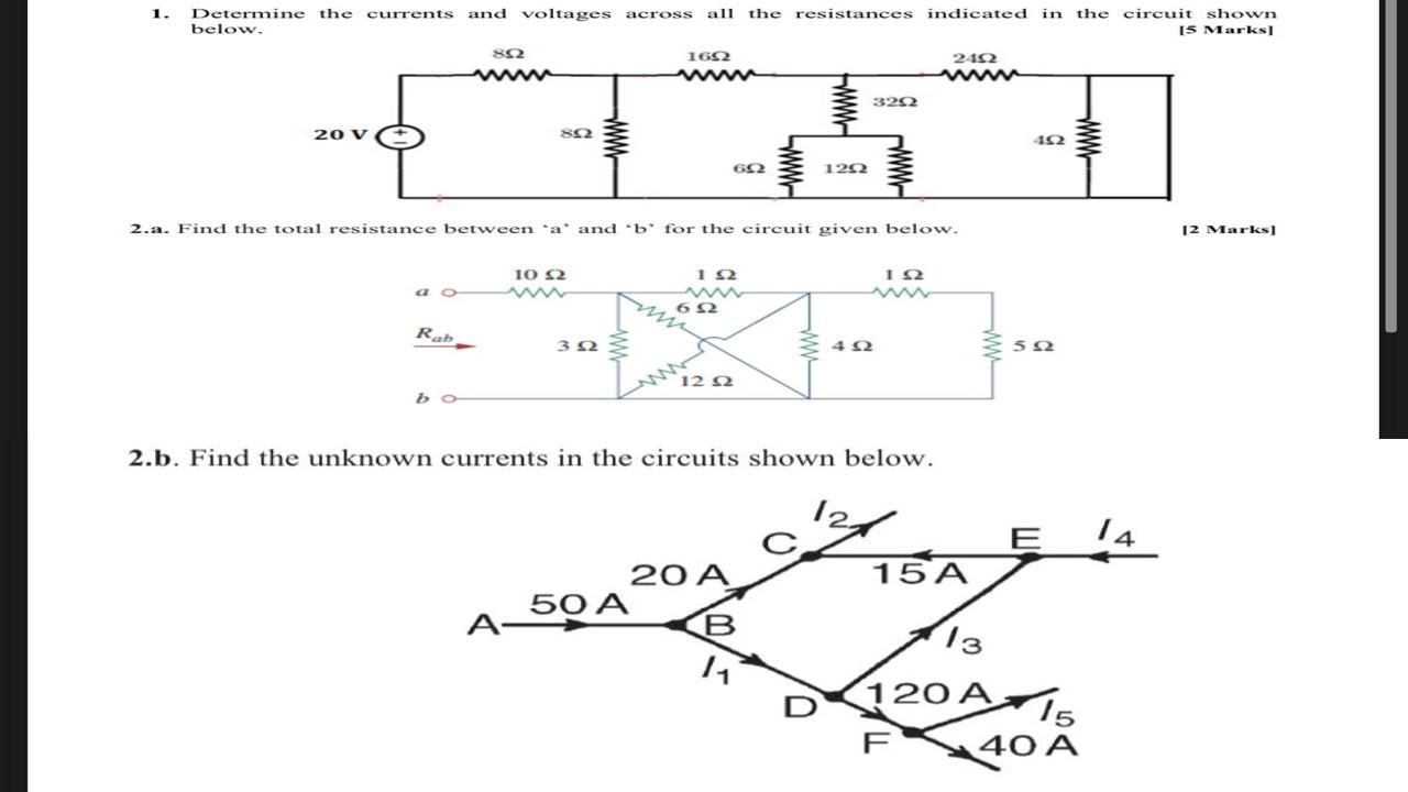 Solved 1. Determine the currents and voltages across all the | Chegg.com